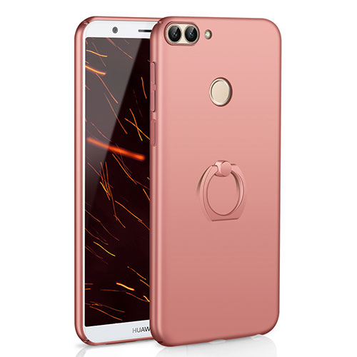 Hard Rigid Plastic Matte Finish Case Cover with Finger Ring Stand A01 for Huawei Enjoy 7S Rose Gold