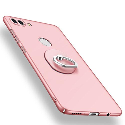 Hard Rigid Plastic Matte Finish Case Cover with Finger Ring Stand A01 for Huawei Enjoy 8 Plus Rose Gold