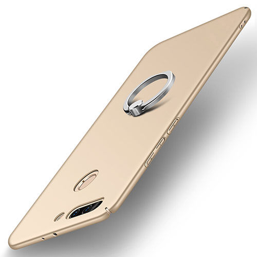 Hard Rigid Plastic Matte Finish Case Cover with Finger Ring Stand A01 for Huawei Honor 8 Pro Gold
