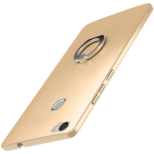 Hard Rigid Plastic Matte Finish Case Cover with Finger Ring Stand A01 for Huawei Honor V8 Max Gold