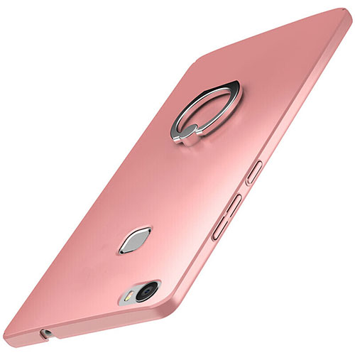 Hard Rigid Plastic Matte Finish Case Cover with Finger Ring Stand A01 for Huawei Honor V8 Max Rose Gold