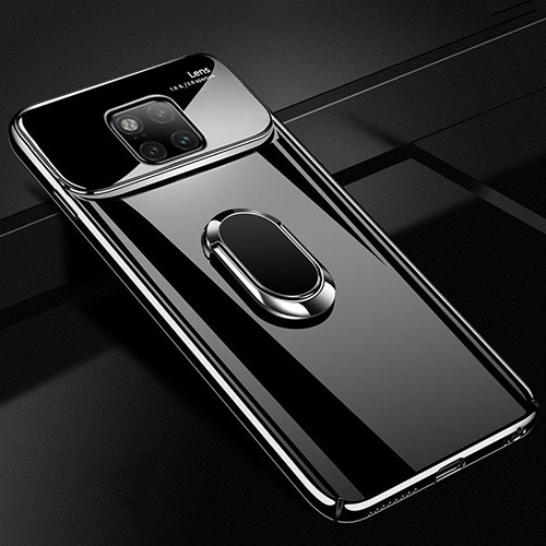 Hard Rigid Plastic Matte Finish Case Cover with Finger Ring Stand A01 for Huawei Mate 20 Pro Black