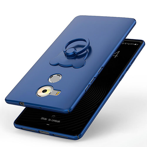 Hard Rigid Plastic Matte Finish Case Cover with Finger Ring Stand A01 for Huawei Mate 8 Blue