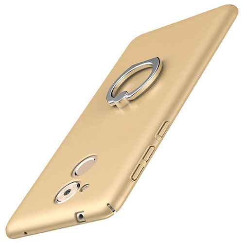 Hard Rigid Plastic Matte Finish Case Cover with Finger Ring Stand A01 for Huawei Nova Smart Gold