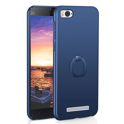 Hard Rigid Plastic Matte Finish Case Cover with Finger Ring Stand A01 for Xiaomi Mi 4i Blue