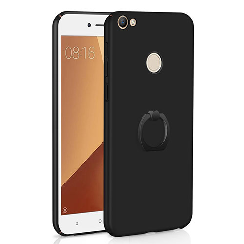 Hard Rigid Plastic Matte Finish Case Cover with Finger Ring Stand A01 for Xiaomi Redmi Note 5A High Edition Black