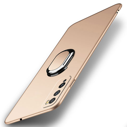 Hard Rigid Plastic Matte Finish Case Cover with Magnetic Finger Ring Stand A01 for Huawei Enjoy Z 5G Gold