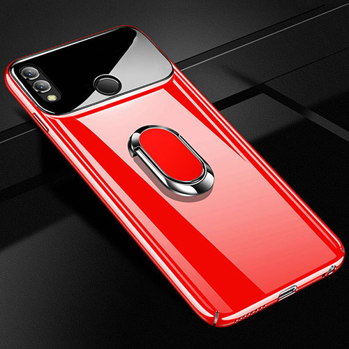 Hard Rigid Plastic Matte Finish Case Cover with Magnetic Finger Ring Stand A01 for Huawei Honor 10 Lite Red