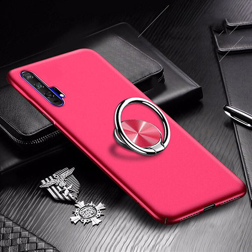 Hard Rigid Plastic Matte Finish Case Cover with Magnetic Finger Ring Stand A01 for Huawei Honor 20 Pro Red