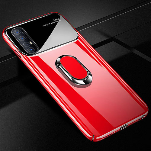 Hard Rigid Plastic Matte Finish Case Cover with Magnetic Finger Ring Stand A01 for Oppo Find X2 Neo Red