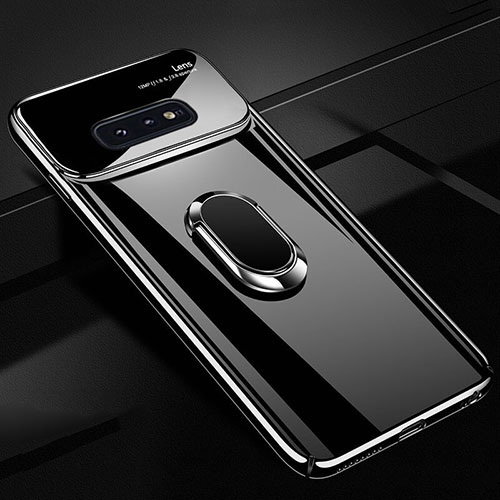 Hard Rigid Plastic Matte Finish Case Cover with Magnetic Finger Ring Stand A01 for Samsung Galaxy S10e Black