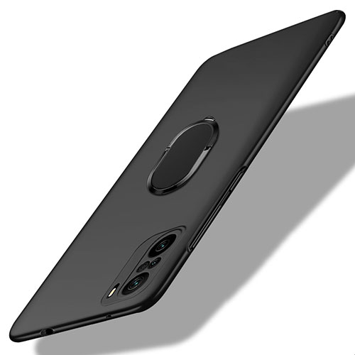 Hard Rigid Plastic Matte Finish Case Cover with Magnetic Finger Ring Stand for Xiaomi Mi 11X Pro 5G Black