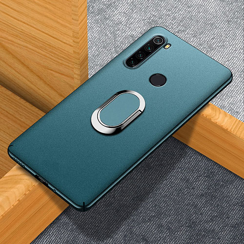 Hard Rigid Plastic Matte Finish Case Cover with Magnetic Finger Ring Stand K01 for Xiaomi Redmi Note 8 (2021) Green
