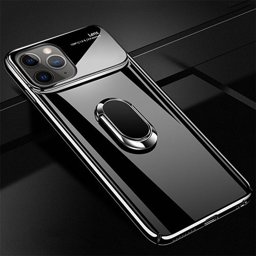 Hard Rigid Plastic Matte Finish Case Cover with Magnetic Finger Ring Stand P01 for Apple iPhone 11 Pro Black