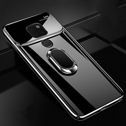 Hard Rigid Plastic Matte Finish Case Cover with Magnetic Finger Ring Stand P01 for Huawei Mate 20 X 5G Black