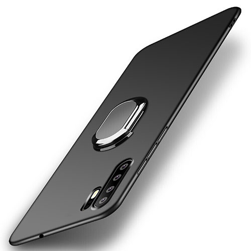 Hard Rigid Plastic Matte Finish Case Cover with Magnetic Finger Ring Stand P01 for Huawei P30 Pro Black