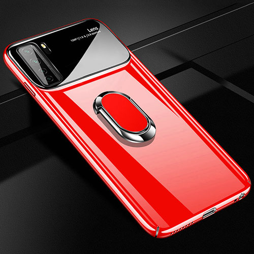 Hard Rigid Plastic Matte Finish Case Cover with Magnetic Finger Ring Stand P01 for Huawei P40 Lite 5G Red