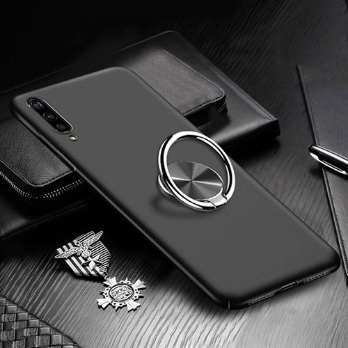 Hard Rigid Plastic Matte Finish Case Cover with Magnetic Finger Ring Stand P01 for Xiaomi Mi A3 Black