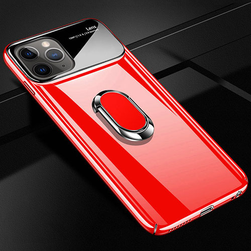 Hard Rigid Plastic Matte Finish Case Cover with Magnetic Finger Ring Stand P02 for Apple iPhone 11 Pro Red