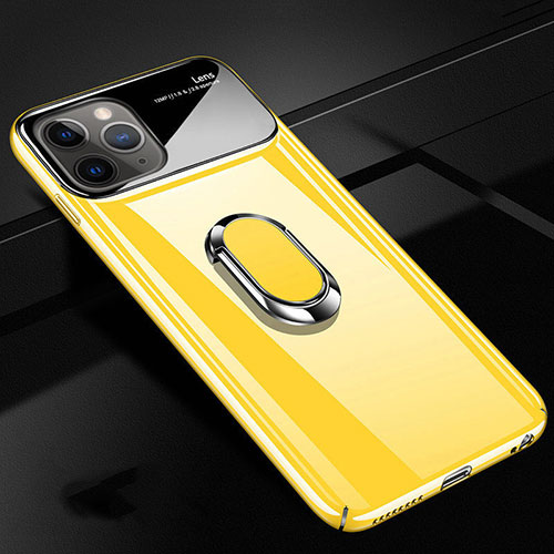 Hard Rigid Plastic Matte Finish Case Cover with Magnetic Finger Ring Stand P02 for Apple iPhone 11 Pro Yellow