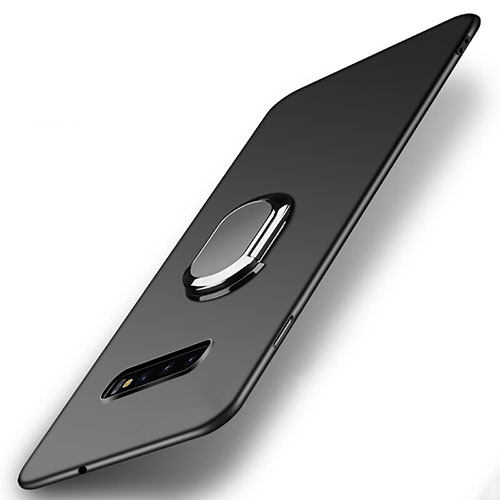 Hard Rigid Plastic Matte Finish Case Cover with Magnetic Finger Ring Stand P02 for Samsung Galaxy S10 Black