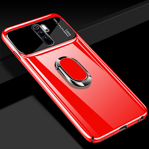 Hard Rigid Plastic Matte Finish Case Cover with Magnetic Finger Ring Stand P02 for Xiaomi Redmi Note 8 Pro Red