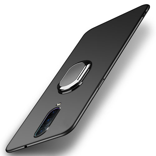 Hard Rigid Plastic Matte Finish Case Cover with Magnetic Finger Ring Stand P03 for Oppo RX17 Pro Black