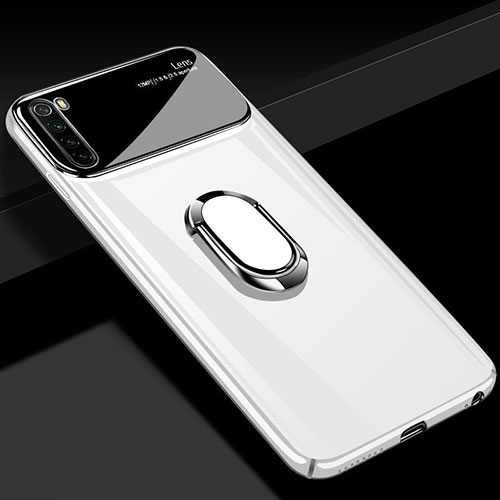 Hard Rigid Plastic Matte Finish Case Cover with Magnetic Finger Ring Stand P03 for Xiaomi Redmi Note 8 White