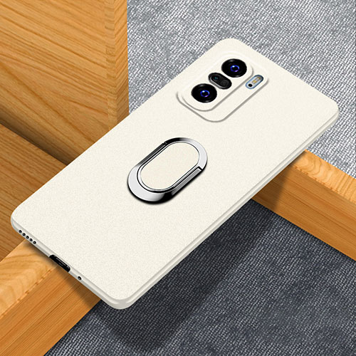 Hard Rigid Plastic Matte Finish Case Cover with Magnetic Finger Ring Stand S01 for Xiaomi Mi 11X Pro 5G White
