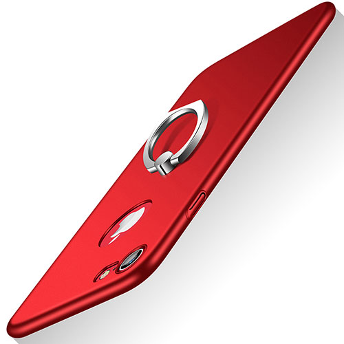 Hard Rigid Plastic Matte Finish Cover with Finger Ring Stand A02 for Apple iPhone SE (2020) Red