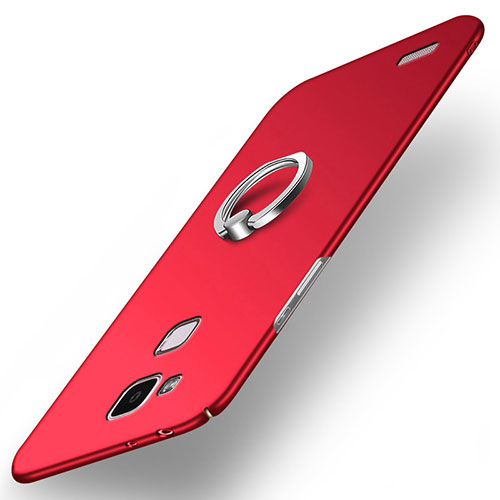 Hard Rigid Plastic Matte Finish Cover with Finger Ring Stand A03 for Huawei Mate 7 Red