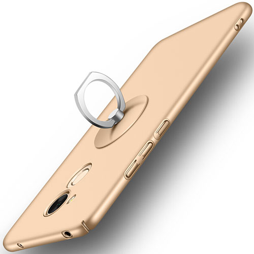 Hard Rigid Plastic Matte Finish Cover with Finger Ring Stand for Huawei Honor 6C Pro Gold