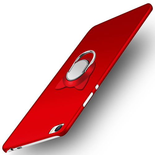 Hard Rigid Plastic Matte Finish Cover with Finger Ring Stand for Huawei P8 Max Red
