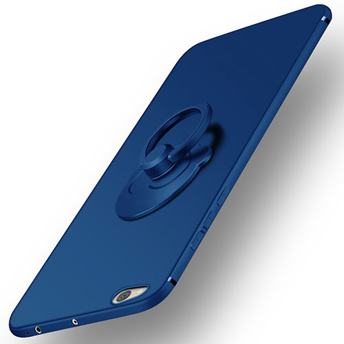 Hard Rigid Plastic Matte Finish Cover with Finger Ring Stand for Xiaomi Mi 5C Blue