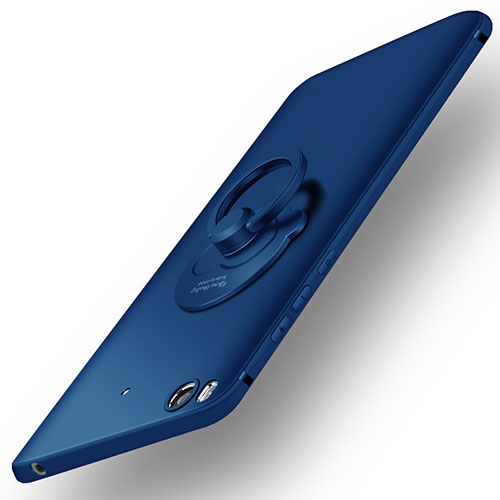 Hard Rigid Plastic Matte Finish Cover with Finger Ring Stand for Xiaomi Mi 5S Blue