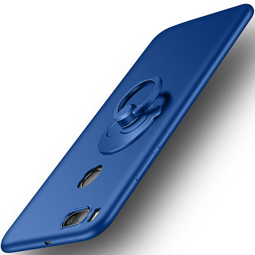 Hard Rigid Plastic Matte Finish Cover with Finger Ring Stand for Xiaomi Mi A1 Blue