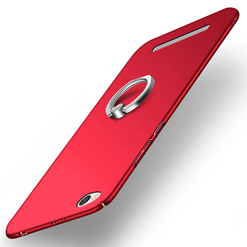 Hard Rigid Plastic Matte Finish Cover with Finger Ring Stand for Xiaomi Redmi 3 Red