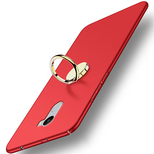 Hard Rigid Plastic Matte Finish Cover with Finger Ring Stand for Xiaomi Redmi 4 Standard Edition Red