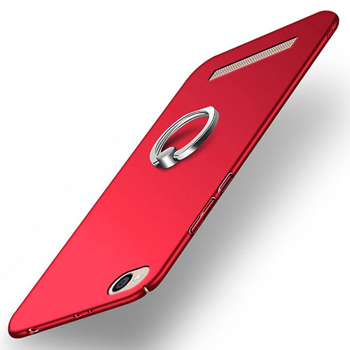 Hard Rigid Plastic Matte Finish Cover with Finger Ring Stand for Xiaomi Redmi 4A Red