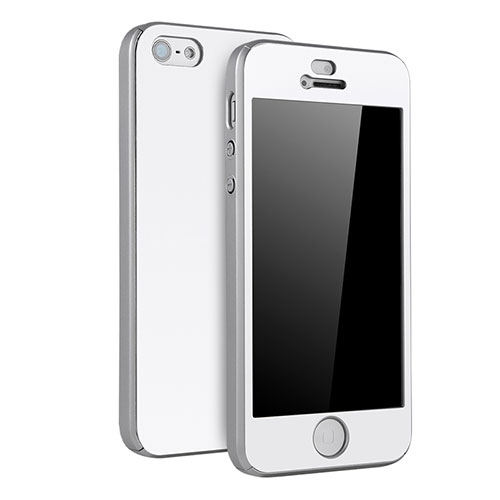 Hard Rigid Plastic Matte Finish Front and Back Case 360 Degrees Cover for Apple iPhone 5S Silver