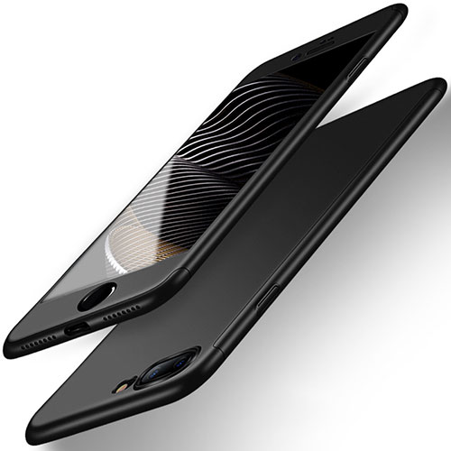 Hard Rigid Plastic Matte Finish Front and Back Case 360 Degrees Q01 for Apple iPhone 8 Plus Black