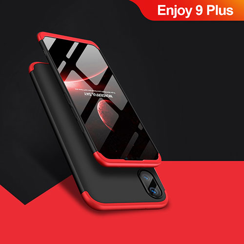 Hard Rigid Plastic Matte Finish Front and Back Case 360 Degrees Q01 for Huawei Enjoy 9 Plus Red and Black