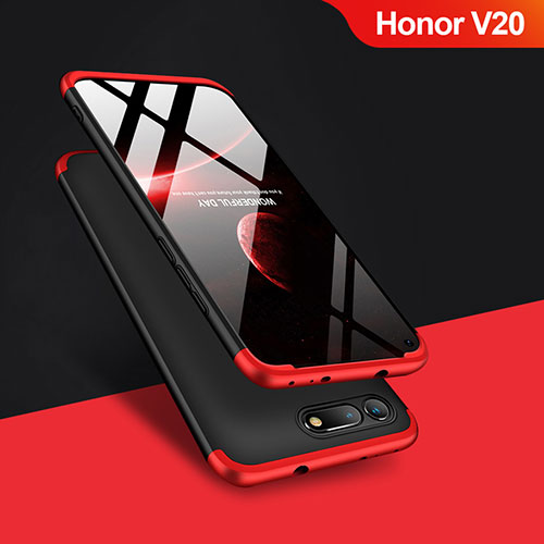 Hard Rigid Plastic Matte Finish Front and Back Case 360 Degrees Q01 for Huawei Honor View 20 Red and Black