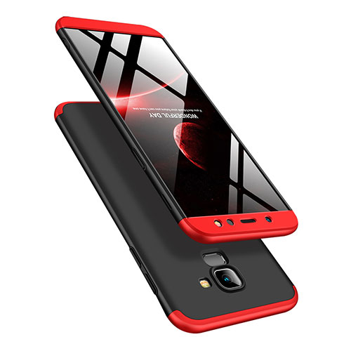 Hard Rigid Plastic Matte Finish Front and Back Case 360 Degrees Q01 for Samsung Galaxy A6 (2018) Red and Black