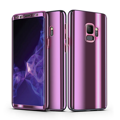 Hard Rigid Plastic Matte Finish Front and Back Case Cover 360 Degrees for Samsung Galaxy S9 Purple