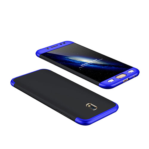 Hard Rigid Plastic Matte Finish Front and Back Cover 360 Degrees for Samsung Galaxy J7 Pro Blue and Black