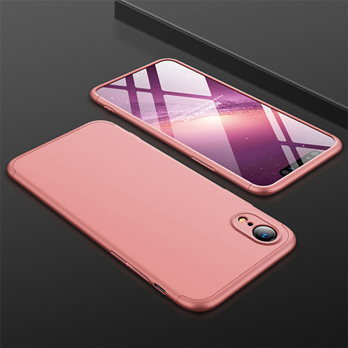 Hard Rigid Plastic Matte Finish Front and Back Cover Case 360 Degrees for Apple iPhone XR Rose Gold