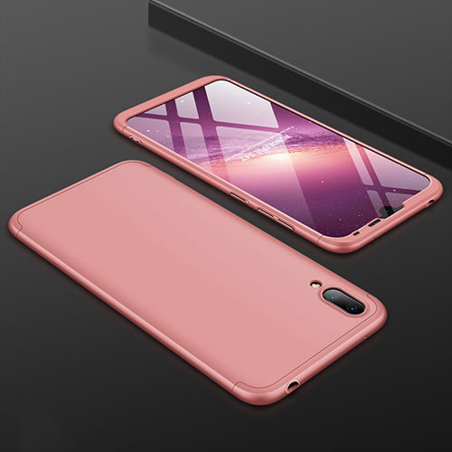 Hard Rigid Plastic Matte Finish Front and Back Cover Case 360 Degrees for Huawei Enjoy 9 Rose Gold