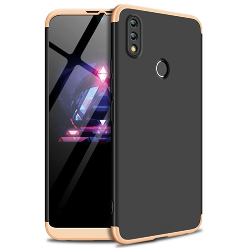 Hard Rigid Plastic Matte Finish Front and Back Cover Case 360 Degrees for Huawei Enjoy Max Gold and Black