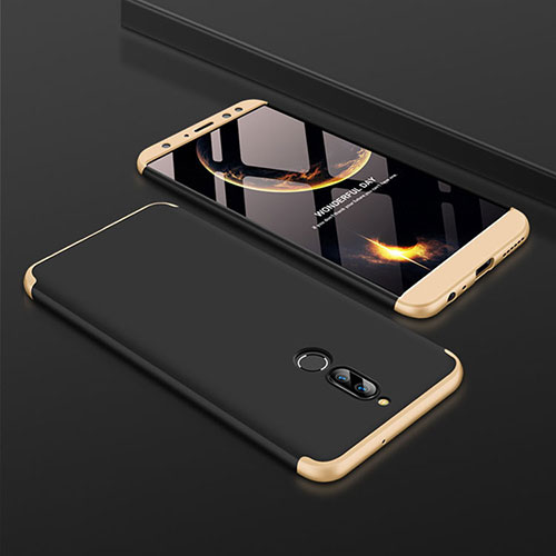 Hard Rigid Plastic Matte Finish Front and Back Cover Case 360 Degrees for Huawei G10 Gold and Black